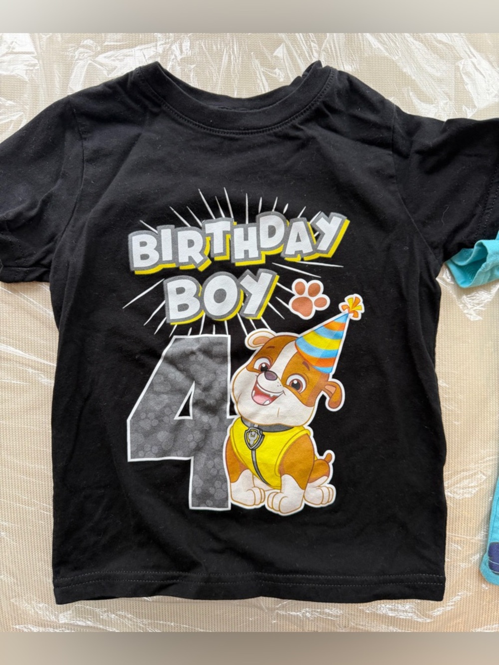Black 'Birthday Boy 4' Rubble Graphic Tee and Bluey bday tee
